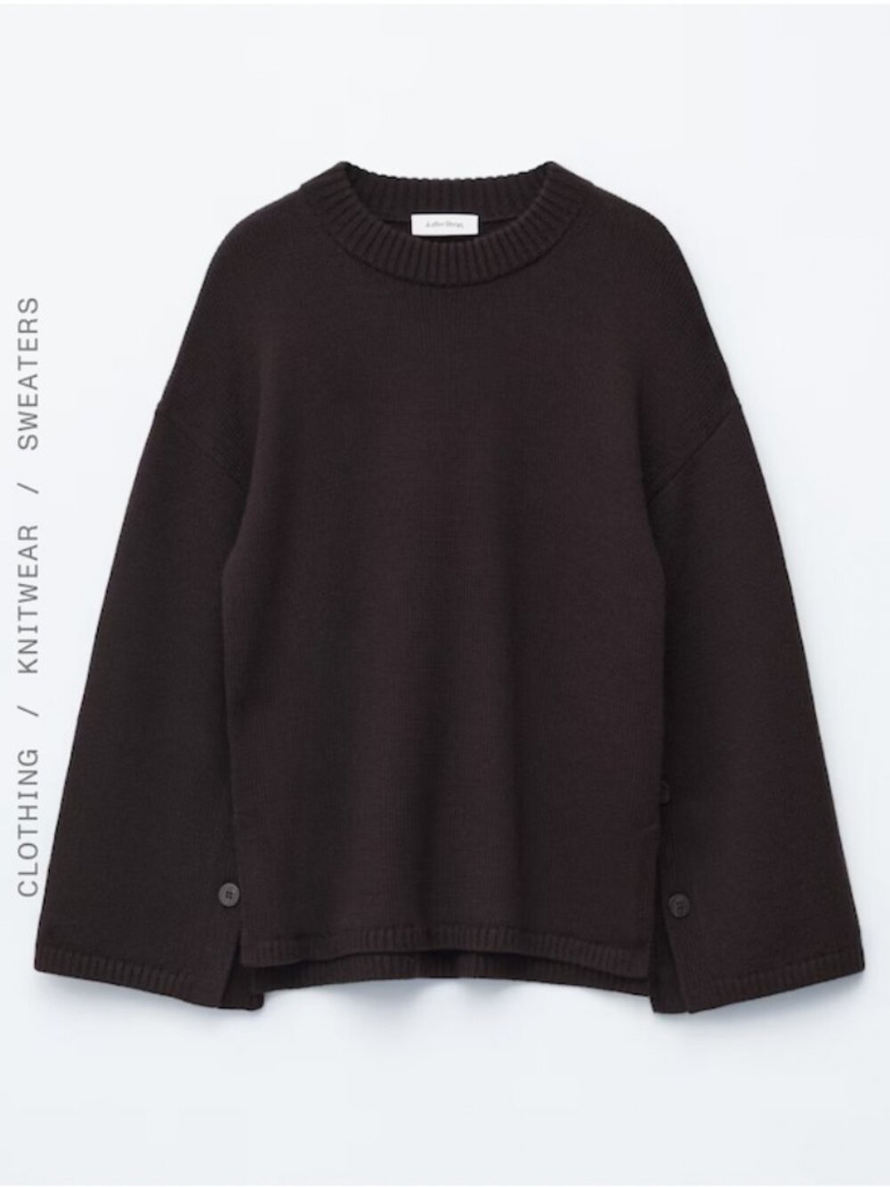 & Other Stories Chocolate Brown Knit Crewneck Sweater 100% Merino Wool